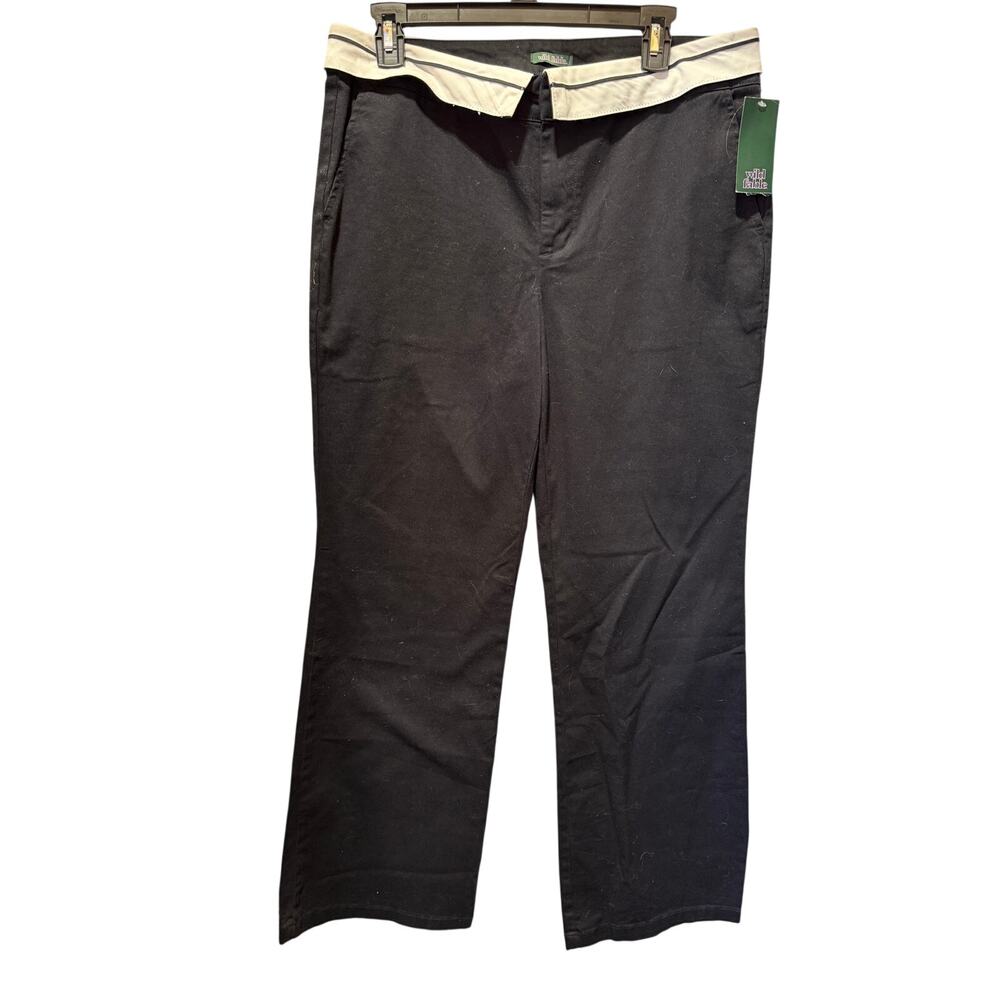 NWT Wild Fable Chino Black Pants with Fold Over Waist Size 10